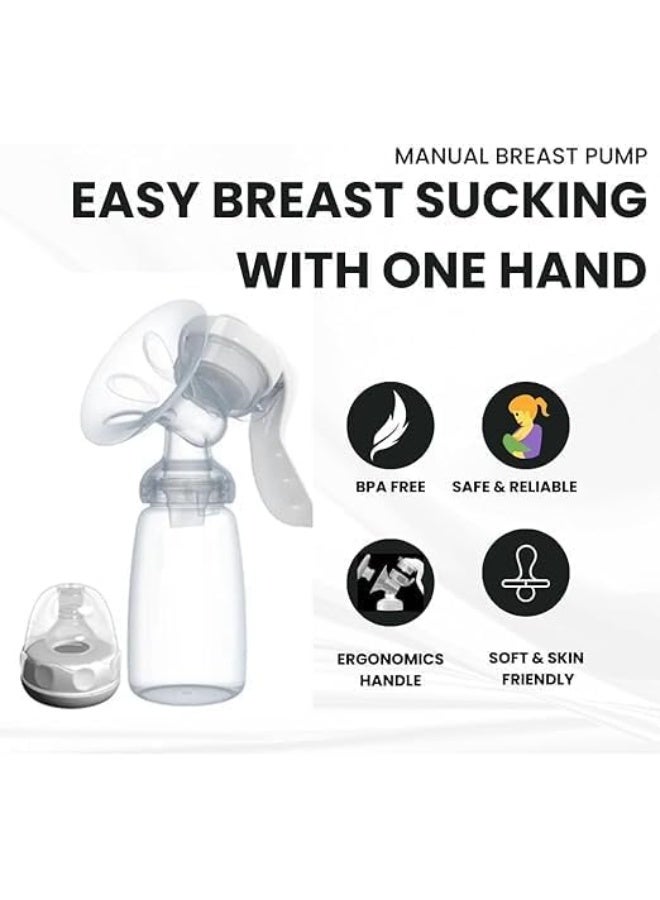 Manual Breast Pump Light Weight and Easy Breast Sucking with one Hand and Baby Feeding Pump - Image 2